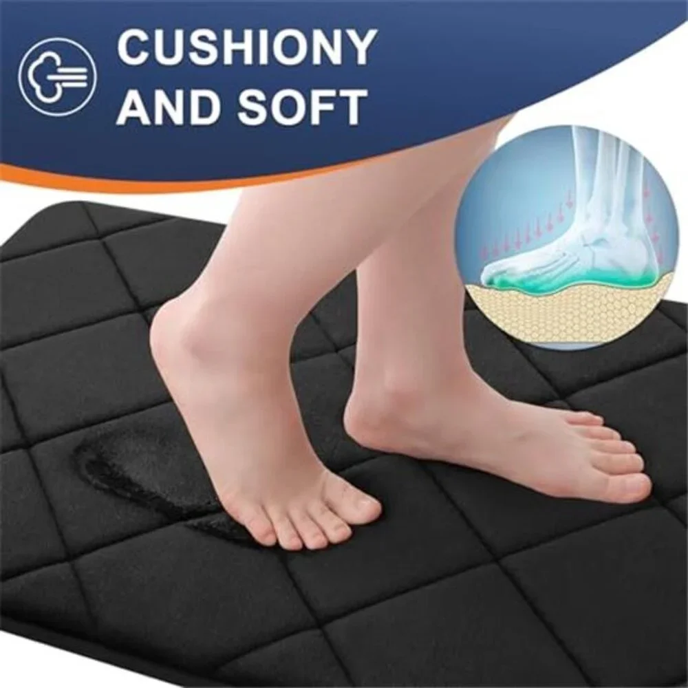 Memory Foam Bath Mat Ultra Soft Absorbent Bathroom Rug Non Slip Machine Washable